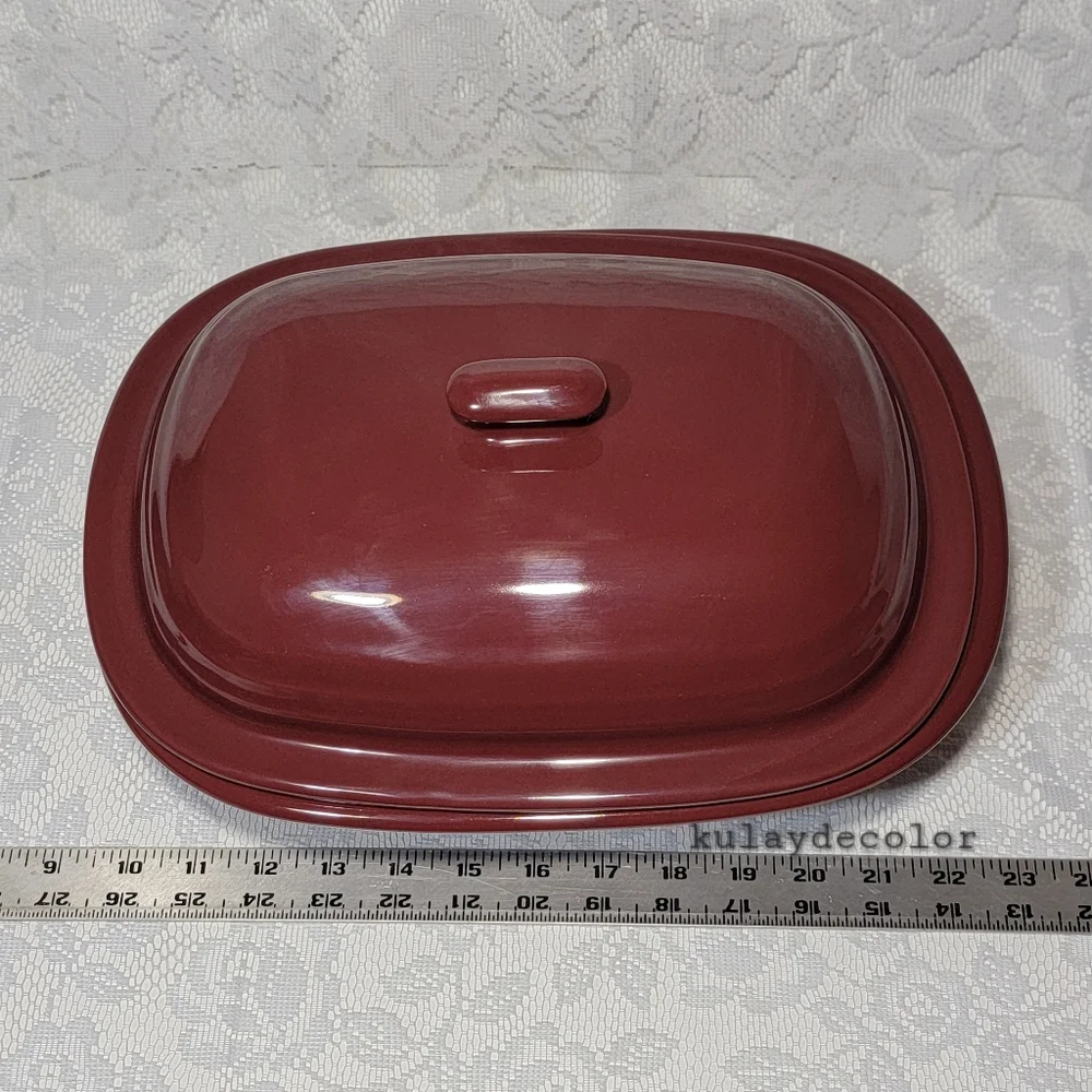 Pampered Chef 3.1 Qt Covered Stoneware Casserole Baking Dish Maroon Burgundy